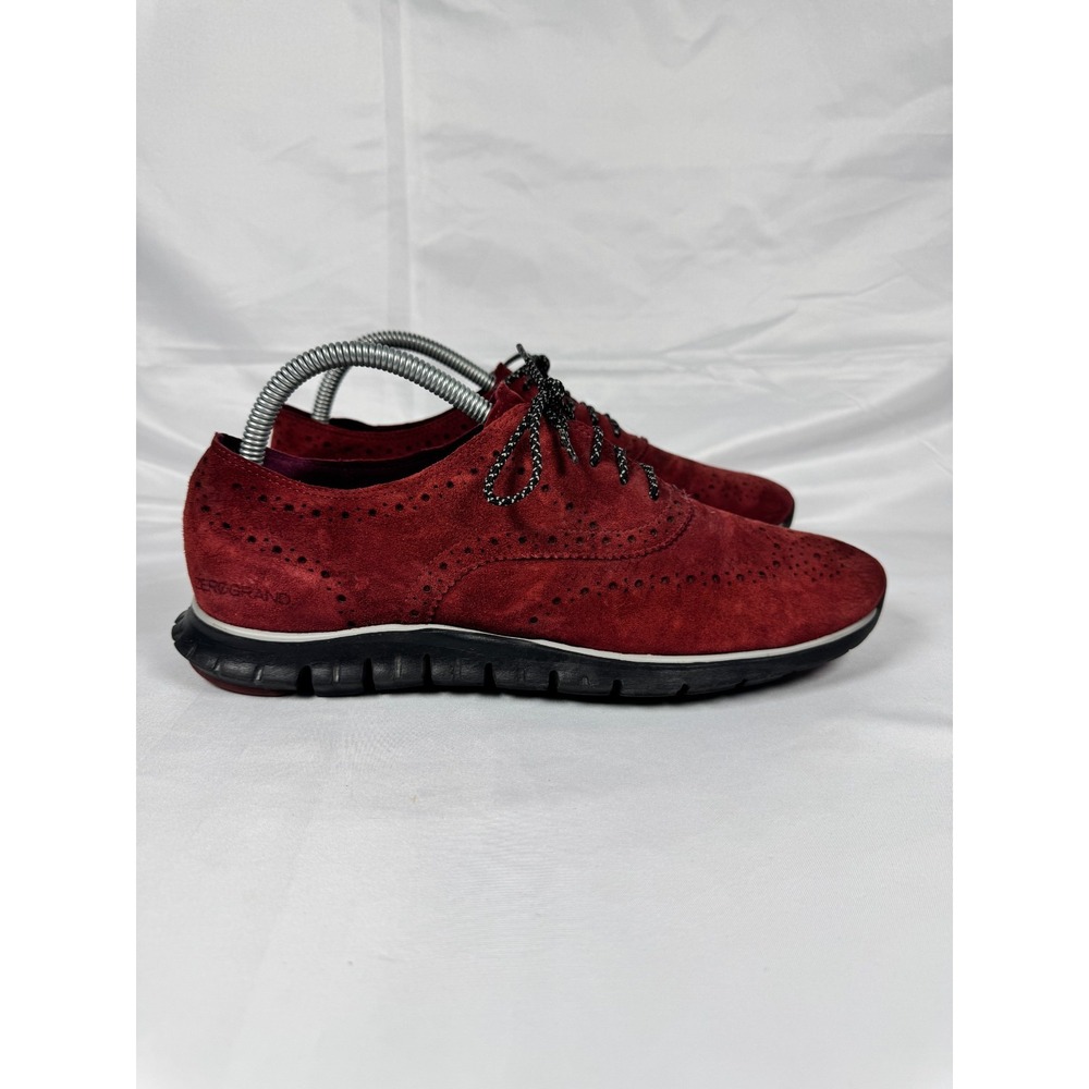 Cole Haan Zerogrand W01615 Women 9.5 B Dress Shoes Burgundy Suede Wingtip Oxford